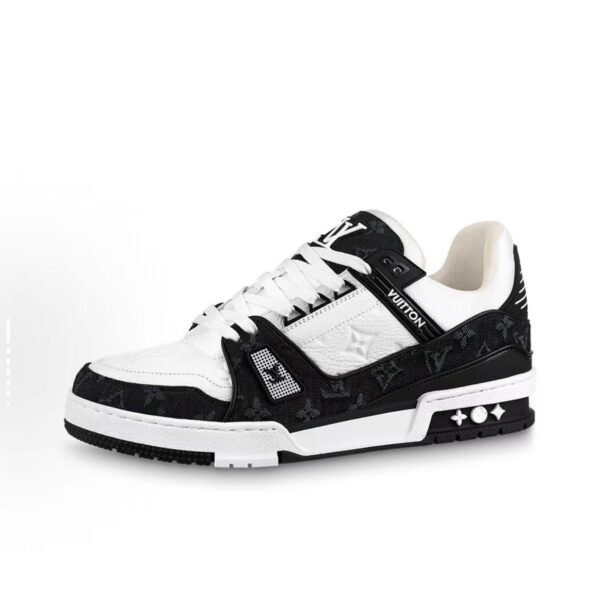 Louis Vuitton Trainer Sneaker Black White Denim 1A9JG9