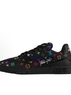 Louis Vuitton Trainer Sneaker Black Multicolor Monogram 1AHEKZ