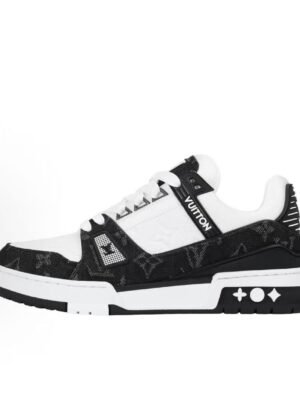Louis Vuitton Trainer Sneaker Black White Denim 1A9JG9